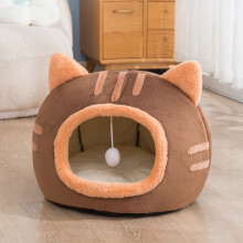 Cat Bed with Hanging Ball, Cute House with Ears, Soft & Breathable, Removable Cushion, Waterproof & Non-Slip Bottom – Compatible with Small Cats &