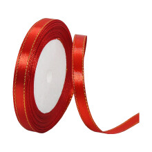 Christmas Satin Ribbons with Gold Edges – for Gift Wrapping, DIY Crafts, Floral Bouquets, Hair Bows, Sewing, Wedding & Birthday Decor
