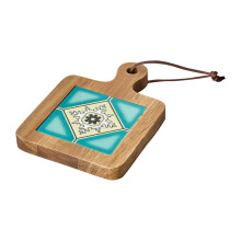 Premium Vintage Solid Wood Tile Pot Mat, Heat Resistant Non-Slip Trivet for Kitchen & Casserole – Rustic Decor with Hanging Loop