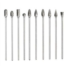 10PC Tungsten Carbide Burr Set, 4" Double Cut, 1/8" Shank – for Carving, Engraving, Grinding, Polishing Stone/Glass/Jewelry/Ceramics/Rock