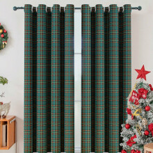Green Christmas Curtains 52x72", Semi-Sheer Holiday Drapes with Rod Pocket, Light Filtering Polyester, Faux Fur Ball Design – Compatible with