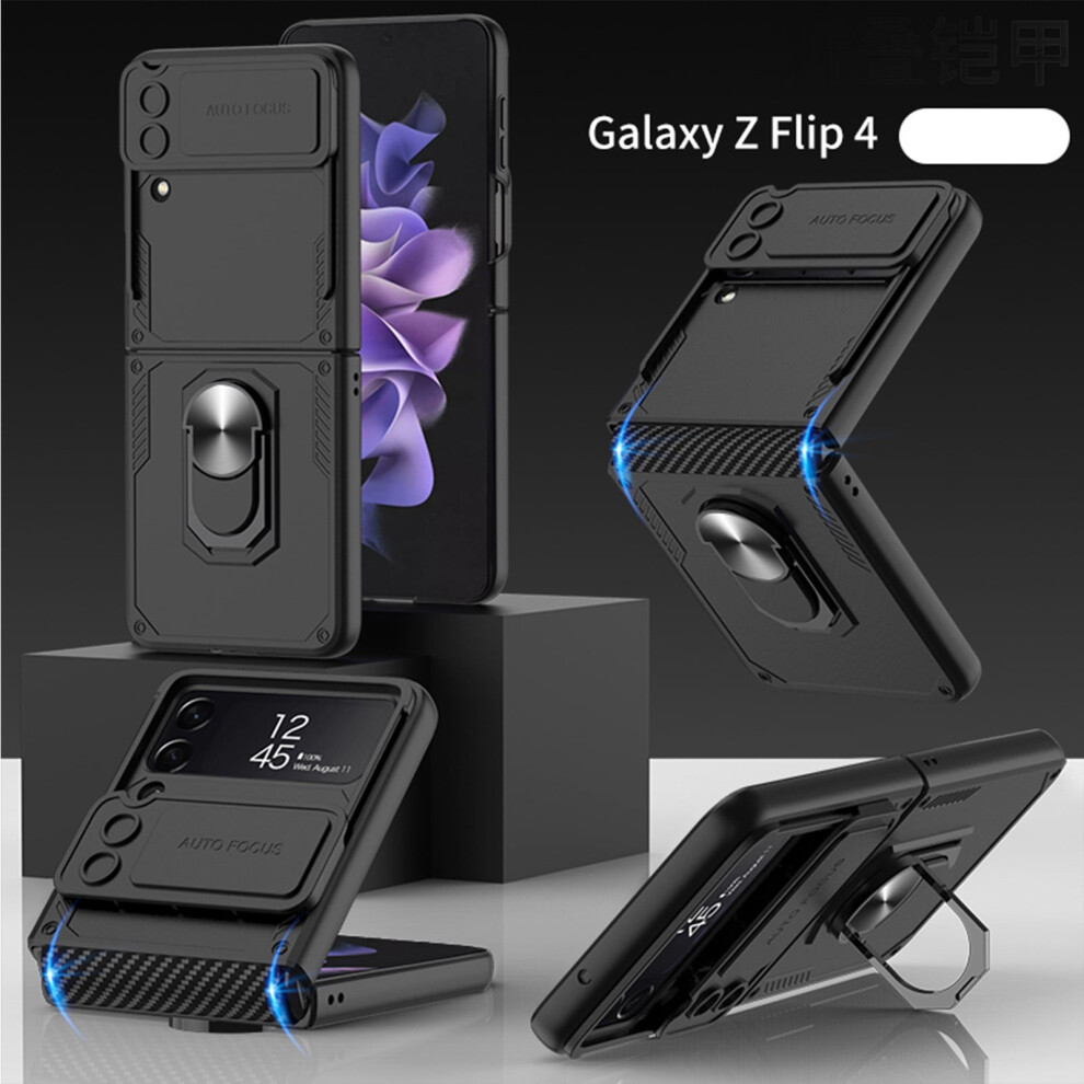 Heavy Duty Armor Case For Samsung Z Flip 4 5G (2022) Â Rugged, Shockproof, Camera Cover, Stand, Rubber Bumper Â Not Metal Black 9097180857952