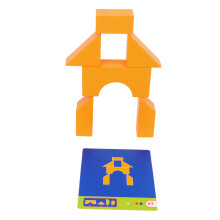 Holzarchitektur-Bausteine für Kinder, leuchtende Farben, 50 Stück
