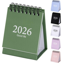19-Month Mini Desk Calendar (Jan 2026–Jul 2027), Twin-Wire Bound, Flip Style with Stickers – Home, Office & School