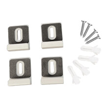 4 Pieces Metal Mirror Clips Wall Mounting Mirror Hanger Kits Multifunctional Mirror Fixing Clip with Screws for Wall Mounting Stainless White L