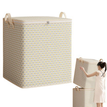Storage Bins with Lids, Non-Woven Gray Corrugated, 30L/110L/150L/220L, Waterproof & Foldable, Double-Layered Thick Fabric