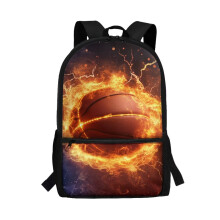 Flame Basketball Print Kids Backpack, 17", Compatible with School & Travel, Universal Fit for Kindergarten & Elementary