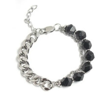 925 Silver Gold Women Men Luxury Cuban Link Chain Bracelet Rhinestone Jewelry-#8