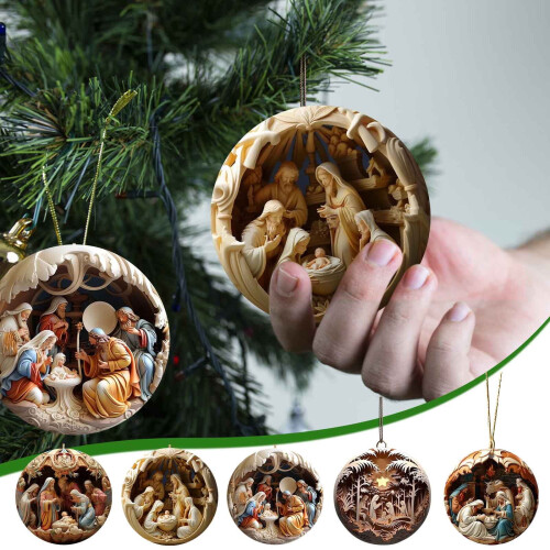 Akryl julekrybbe vedhæng ornament