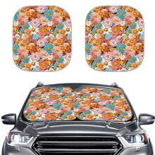 Hippie Flower Car Sun Shade for Front Window – Wear-Resistant Heat Reflector Visor Shield, 2-Pack Interior Accessory (Compatible with Most Cars)