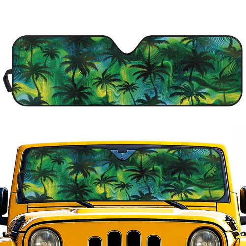 Palm Tree Print Windshield Sunshade for Jeep Wrangler