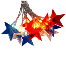 4th of July LED String Lights 9.84FT 20 Lights Patriotic Red White Blue Star American Flag Themed Outdoor Indoor Independence Day Decor