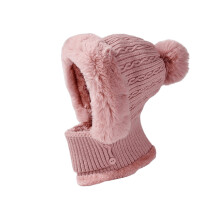 DAMAI 3-in-1 Beanie Hat for Women with Scarf & Mask, Winter Warm Windproof Balaclava (Pink) – compatible with outdoor hiking