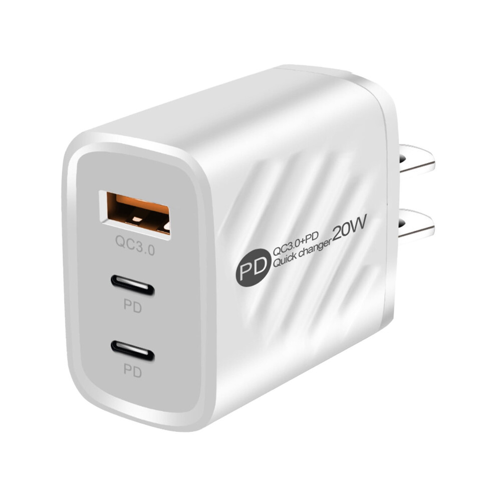 Multiple Port Charger With Dual Type C And Usb Output For Mobile Devices And Small Electronics White 9132278059396