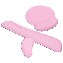 Cojín rosa para muñeca para alfombrilla de ratón y teclado, de tela de esponja curvada, 14x8x2 pulgadas (1 juego).