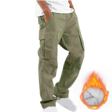 Cargo Pants for Mens,Winter Fleece Workout Pant for Juniors,Men Pant Baggy with Pockets,Army Green,2XL