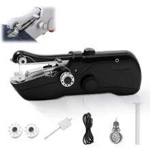 Portable Handheld Sewing Machine, Mini for Clothes/Fabrics, DIY Home/Travel, Quick Stitching + Accessory Kit (USB Black)