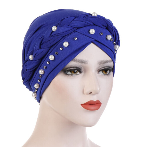 Damehatt med perlemotiv og stretchturban