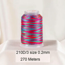 Fil Ă broder en polyester multicolore, une bobine, 210D/3-5#