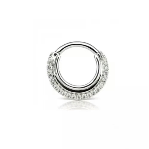 Δαχτυλίδι μύτης Septum Clicker από ασήμι 925, piercing κρίκο 18G A1515-Ασημί