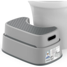 Toilet Stool Squat Adult, Bathroom Stool Heavy Duty, Anti Slip Toilet Step for Bathroom, Toddler Step Stool for Kids, Light Gray & Dark Gray