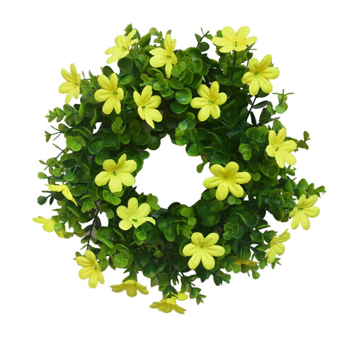 Artificial Daisy and Eucalyptus Wreath 30cm Yellow 1