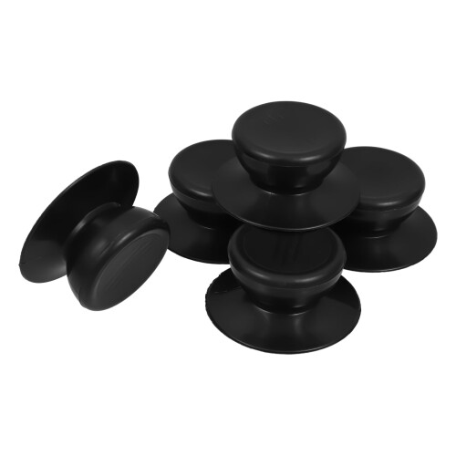 Universal Pot Lid Knobs Replacement Set of 5 Anti-Scald Handle Knobs for Cookware Decor Black PE