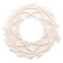 Boho Wall Mirror Frame Tapestry Handmade Woven Macrame Backdrop Wall Frame Tapestry for Room Decor