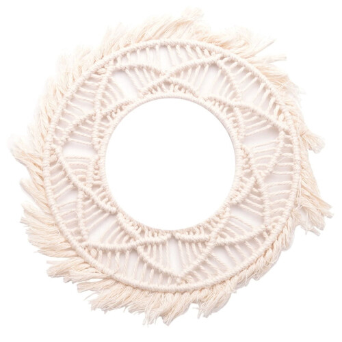Boho Wall Mirror Frame Tapestry Handmade Woven Macrame Backdrop Wall Frame Tapestry for Room Decor