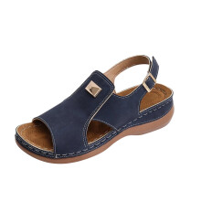 Sandales compensées bleues pour femmes, chaussures de plage décontractées à plateforme, bout ouvert, semelle épaisse, faciles à enfiler,