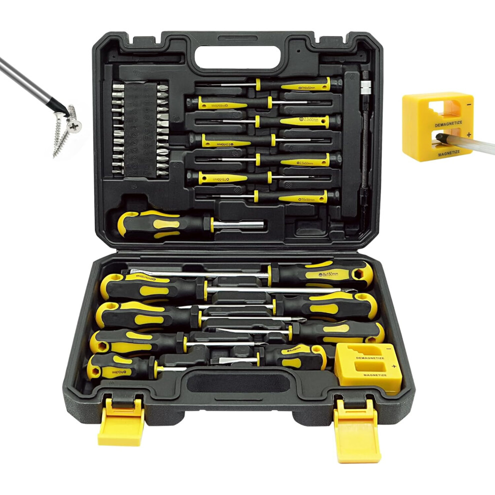 43-Pc Magnetic Screwdriver Set With Slotted, Phillips, Hex, Pozidriv Bits, Magnetizer/Demagnetizer, Replaceable Bits & Case Â Compatible With 9044386044037