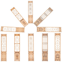 ABS Miniature Screen Decor for Doll House with Light Brown Color Clear Texture Elegant Design for Decoration 10 Pieces