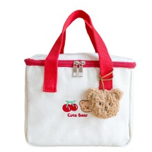 Sac à lunch isotherme mignon et personnalisé pour femme | Sac bento Kawaii ours cerise pour le travail, les voyages ou les pique-niques (rouge
