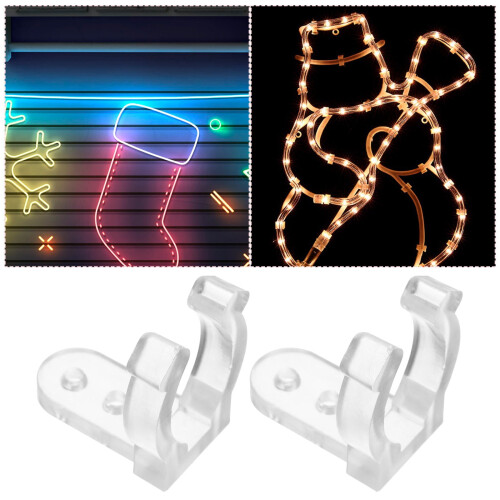 Topbathy Outdoor Rope Light Mounting Brackets Clear Rectangular 100Pcs Clips 200Pcs Screws 2