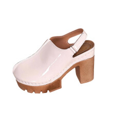 Sandales compensées à talons hauts beiges pour femmes, bout rond, cuir PU, style décontracté intérieur/extérieur, printemps/été, pointure 39