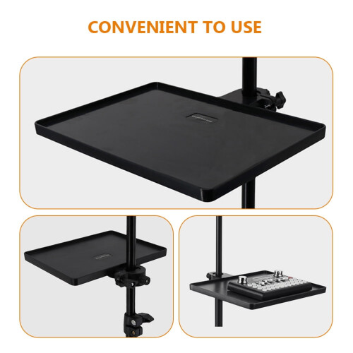 1Pack Black Plastic Microphone Stand Tray for Broadcasters 11.8x8.1in 1