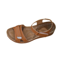 Sandales compensées marron pour femme, bride ajustable, bout ouvert, plateforme à bout ouvert, confortables pour l'intérieur et l'extérieur –