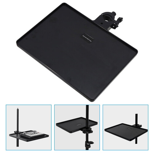 1Pack Black Plastic Microphone Stand Tray for Broadcasters 11.8x8.1in 2