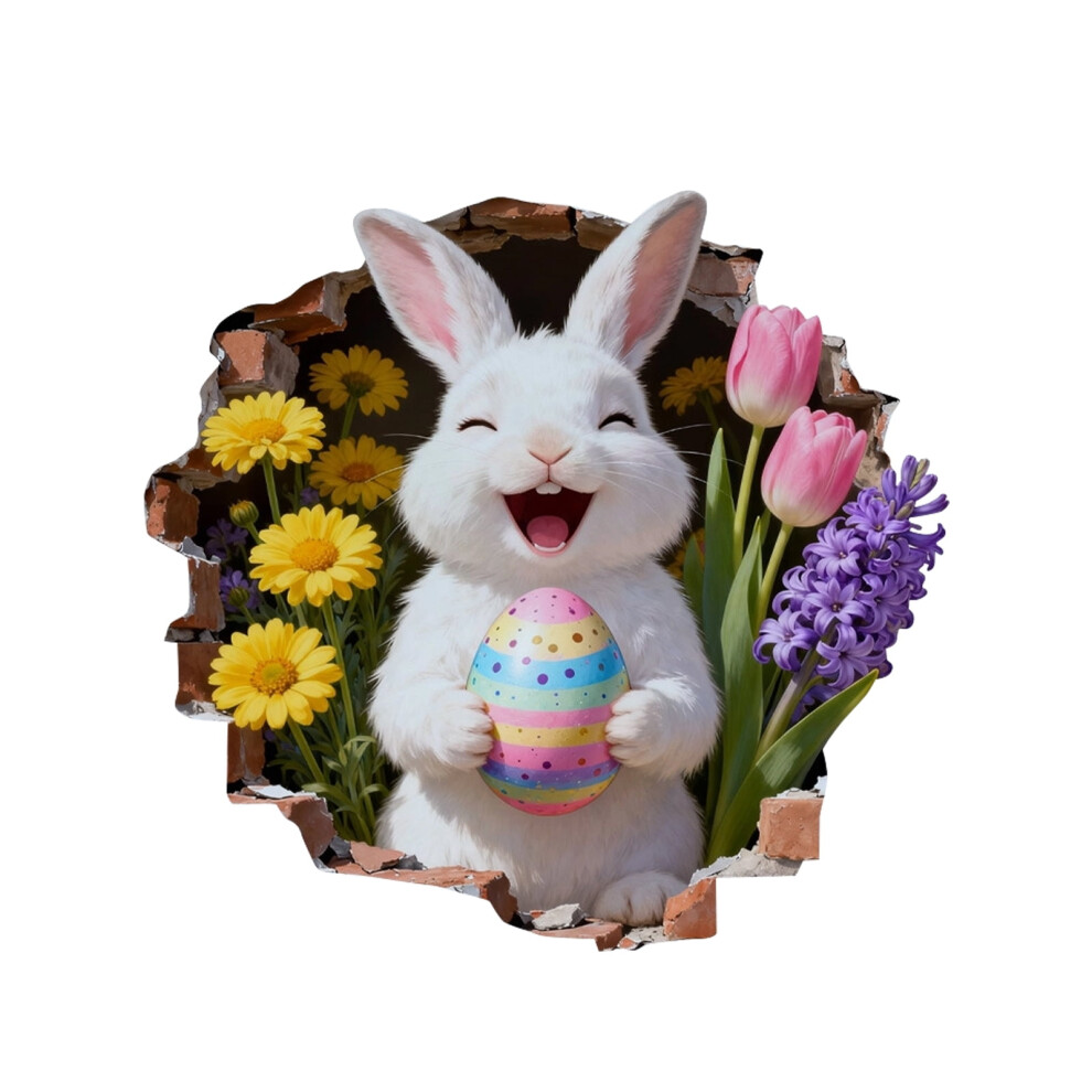 Creative Easter Wall Stickers Â 3D Smiling Bunny Decals, Removable, Compatible With Home/Room/Window, Festive Decoration 9044386044839