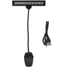 Clip on Music Light Stand 9 LED Orchestra Lamp Piano Light Fully Adjustable Music Stand Lamp with Power Cable (Without Batteries, Black)