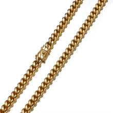 316L ruostumattomasta teräksestä valmistettu raskaan lenkin kullattu kuubalainen ketju miesten kaulakoru, 7"-40"-16 tuuman kaulakoru, leveys 6 mm,