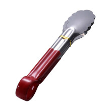 Pinza para alimentos de acero inoxidable, pinza para alimentos de 23 cm, pinza para pan, pegamento rojo, mango rojo, pinza para hielo, pinza para