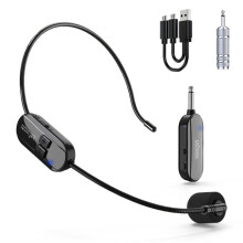 Wireless Microphone Headset for Teaching Outdoor Speech 2.4GHz 160FT Range with Rechargeable Battery USB Charging