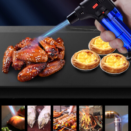 Refillable Butane Lighter Torch with Safe Lock & Adjustable Flame – Compatible with BBQ, Candles, Camping 1
