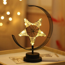 Lámpara de escritorio, lámpara decorativa LED, lámpara de mesa, lámpara de modelado, lámpara de noche de ratán DIY con forma de estrella,