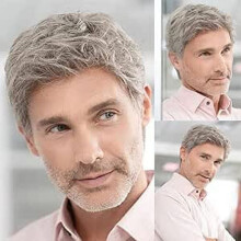 Perruque courte grise pour homme, alternative synthétique à la chaleur pour hommes