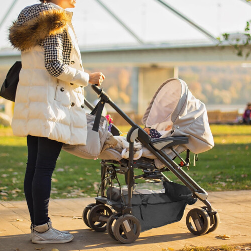 Stroller Bottom Pouch Oxford Cloth Portable Design Black 1Pcs 1