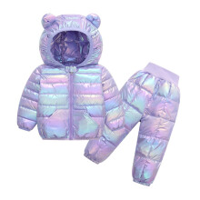 Conjunto de 2 peças para bebês e crianças pequenas: jaqueta com capuz e calça, ideal para neve, à prova de vento e quente (C,90)