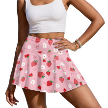 Niedliche Erdbeer-Tennisröcke für Damen, lässige Golf- und Sportbekleidung, Skorts mit kurzen Taschen, hochtaillierte Miniröcke für Workouts und