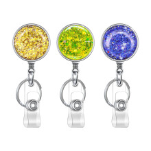 Retractable Badge Holder, Lightweight Plastic Badge Reel Retractable Card Holder with Key Ring Backing Belt Clip